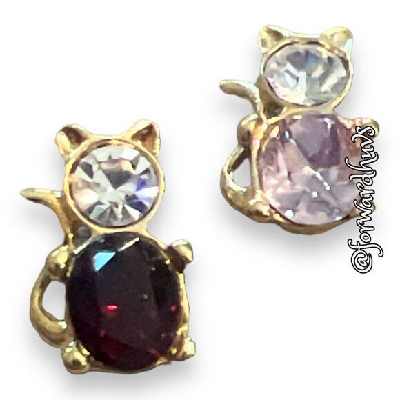 Cat Rhinestone Pin (s) Gold Tone Metal - Picture 4 of 9